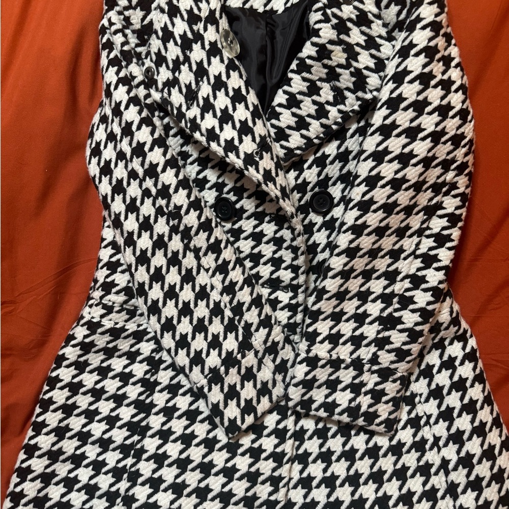 George Black and White Houndstooth Pea Coat - Picture 2 of 3